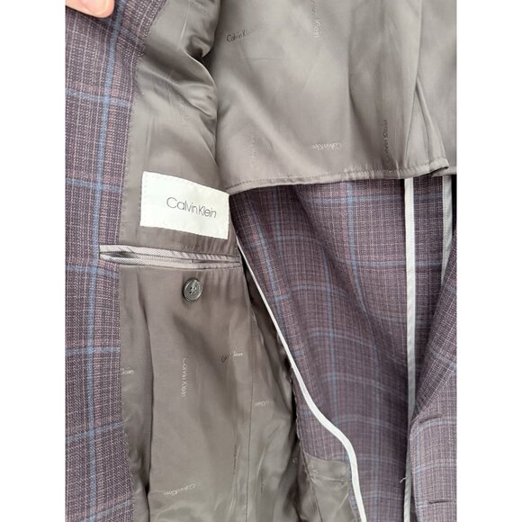 Calvin Klein Purple Plaid Blazer Men’s 38S | Wool Blend Sport Coat - Picture 5 of 9